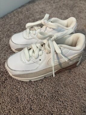 Kids White and Beige Athletic Sneakers